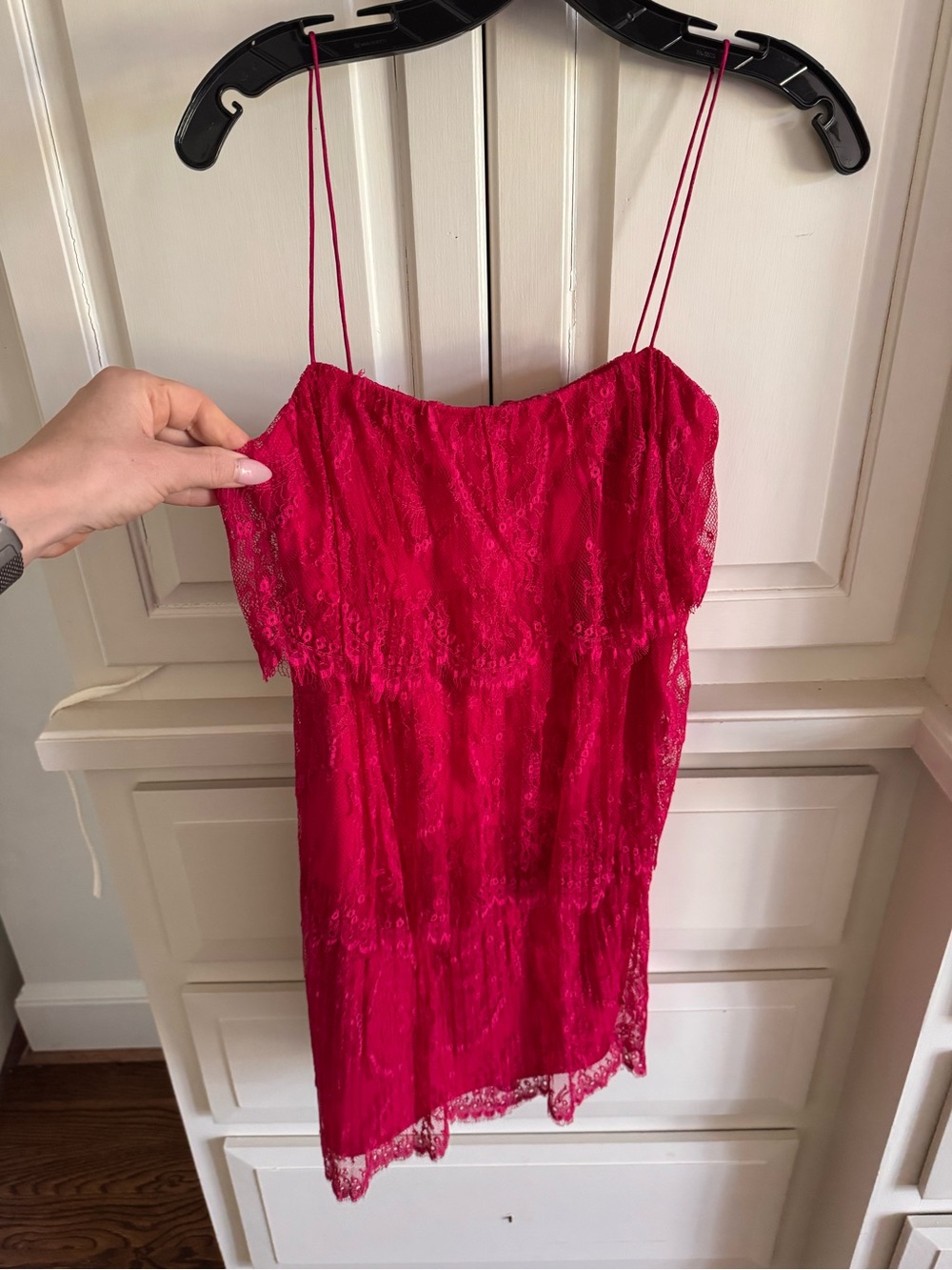 Phoebe Couture Hot Pink Lace Midi Slip Dress